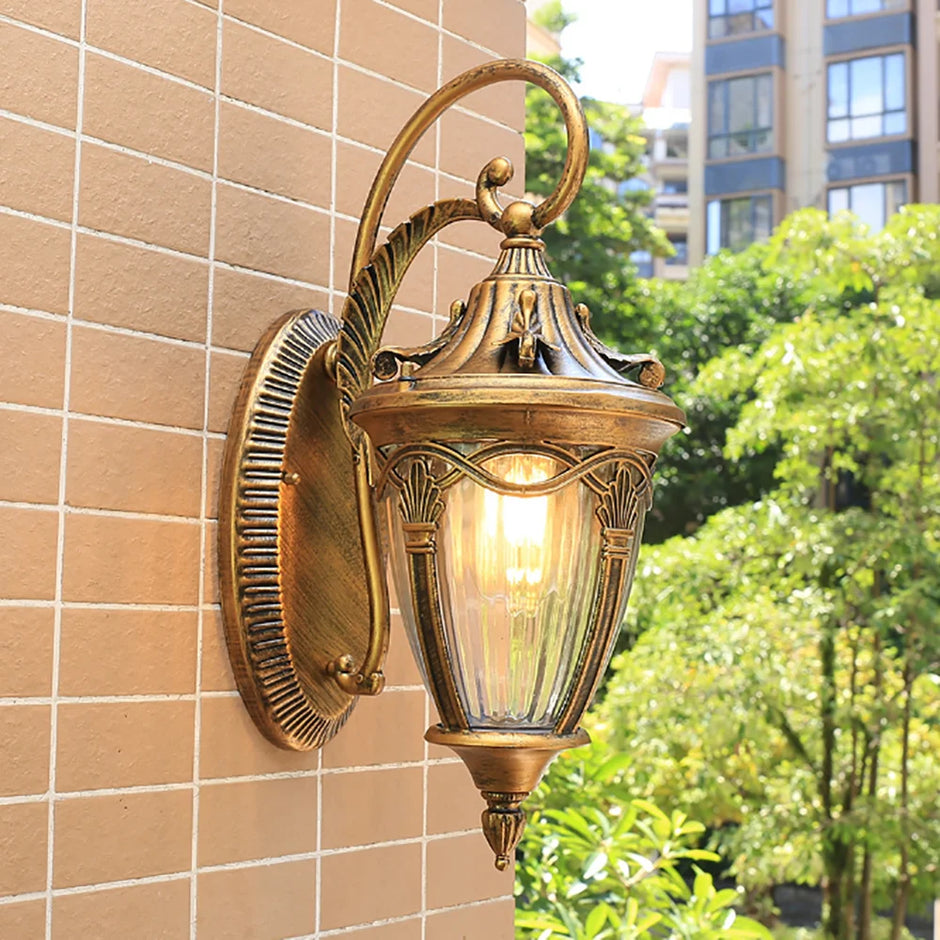SANDIY Outdoor Wall Lights External Sconce Lamp LED Porch Luminaire Retro Balcony Patio Fence Lighting 220v 110v Glass Latern