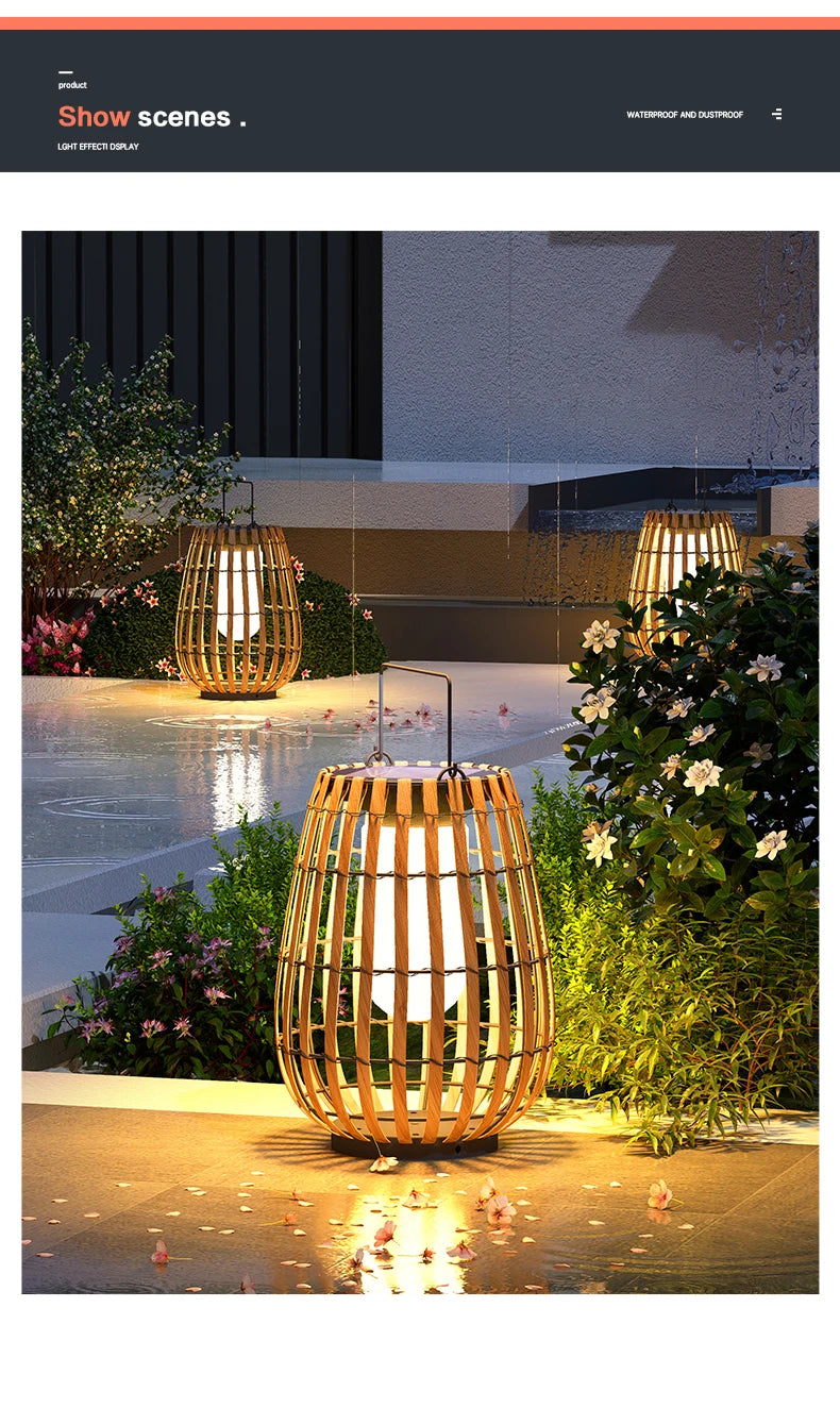 Solar Lights LED Floor Lamp Outdoor Waterproof Solar Energy Imitation Rattan Ambient Lamp Villa Gate Garden Courtyard lighting