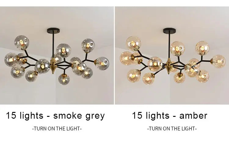 LED Glass Ball Chandelier Pendant Light for Indoor Decorative Lighting - Living Room Bedroom Dining Room