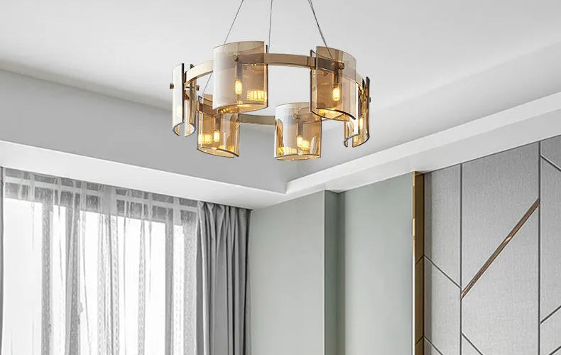 2026 Pendant Light For Bedroom Living Room Kitchen Dining Table Bar Home Decor Modern LED Glass Tile Suspension Lamp Smoke Gray