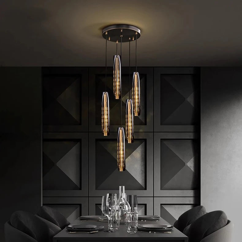 Nordic Minimal LED Pendant Lights Tubes Shaped Chandeliers Home Decor Dinning Living Rooms Villa Island Counter Lighting Fixture