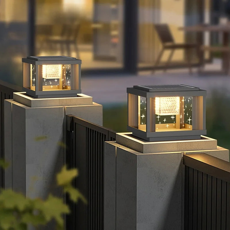 Solar Column Head Lamps Waterproof Courtyard Lamps Gate Pillar Lamps Wall Column Lamps Outdoor Villa Column Head Lamps