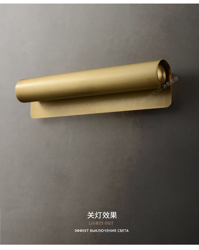 Post-Modern Designer Wall Lamp Minimalist Creative Living Room Hong Kong Style Light Luxury Copper Bedroom Decorative Wall Light