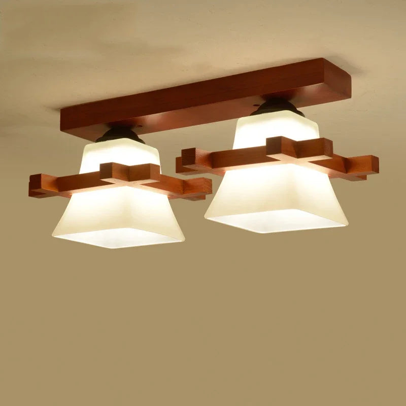 Solid wood ceiling lamp balcony American Scandinavian new chinese aisle corridor light LED Ceiling Lights