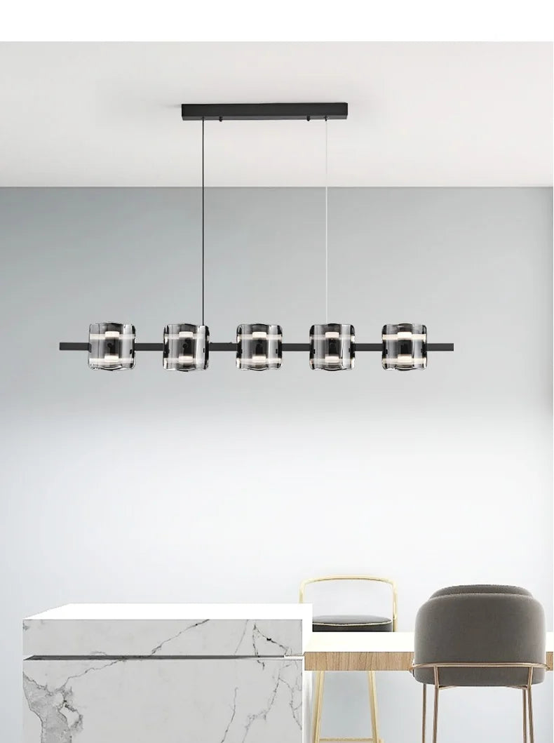 Modern Hanging Led Pendant Lights For Dining Room Kitchen Island long Bar Chandeliers decoration home decor Black light fixtures