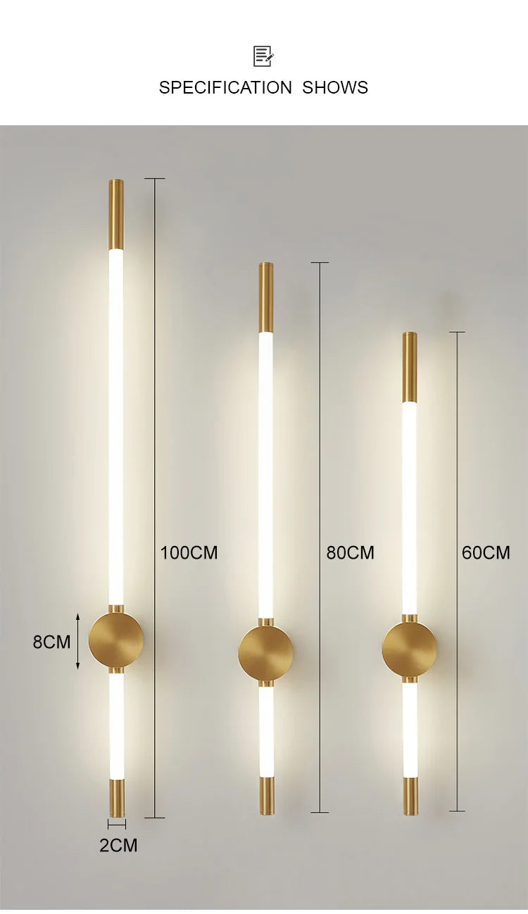 Modern LED Long Wall Lights for Bedroom Lighting Living Room Background Decorate Stairs Lamp Hotel Black Gold Sconce Fixtures