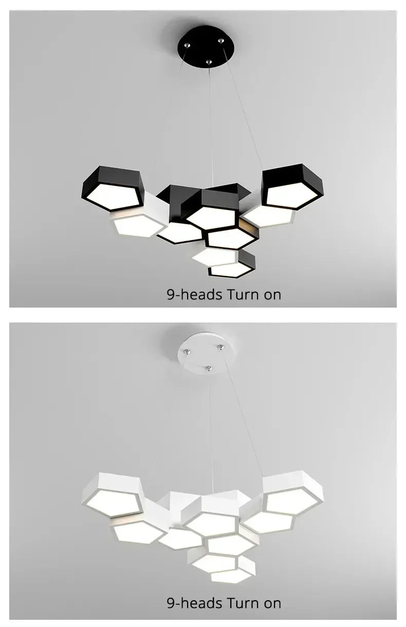 Nordic Designer Combination Honeycomb LED Indoor Ceiling Lamp,Remote Dimming Lustres Living Room Pendant Light Bedroom Decor