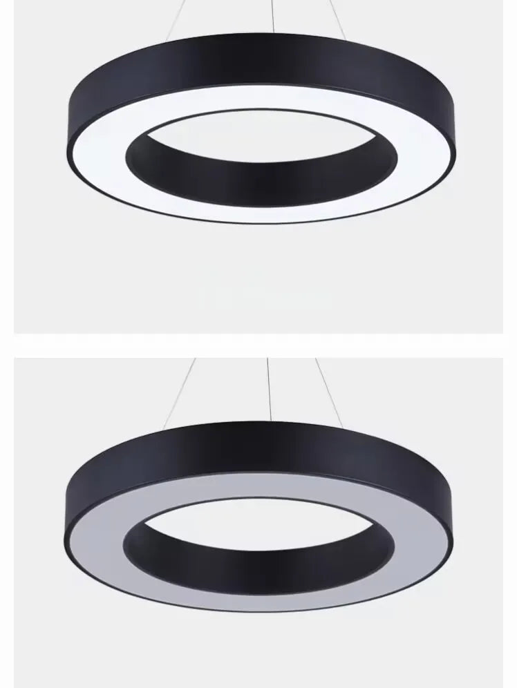 Modern minimalist geometric pendant lights, for dining room, gymnasium, LED hollow pendant lights, supermarket circular lights