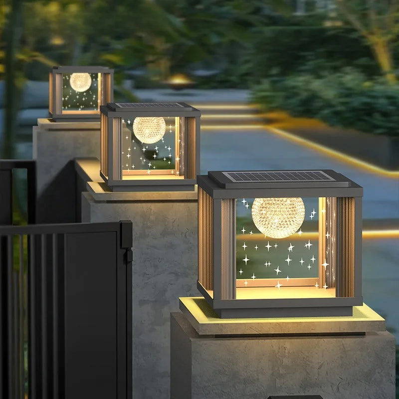 Solar Column Head Lamps Waterproof Courtyard Lamps Gate Pillar Lamps Wall Column Lamps Outdoor Villa Column Head Lamps