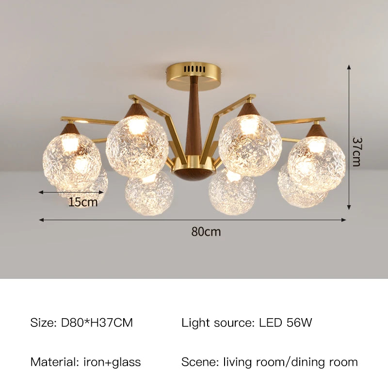 Modern LED Glass Ball Chandeliers Living Room Dining Table Salon Chandelier Bedroom Ceiling Chandelier Home Decoration Lighting