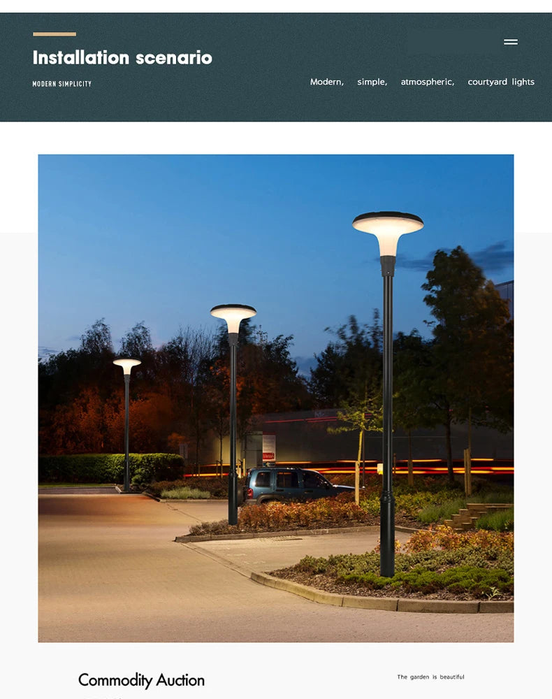 Modern Aluminum Garden Lamp Outdoor Ultra-Bright Home Outdoor Waterproof Garden Villa Community Park Landscape Street Light
