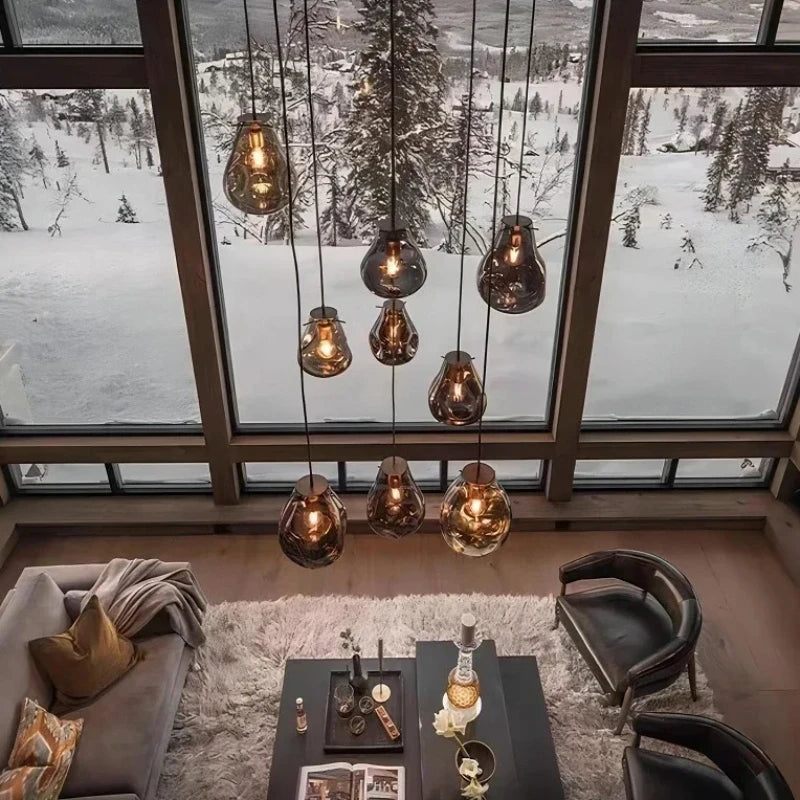 Designer Creative Stained Glass Single Chandeliers, Nordic Simple Bedside Cafe Dining Room Led Small Decorative Lighting