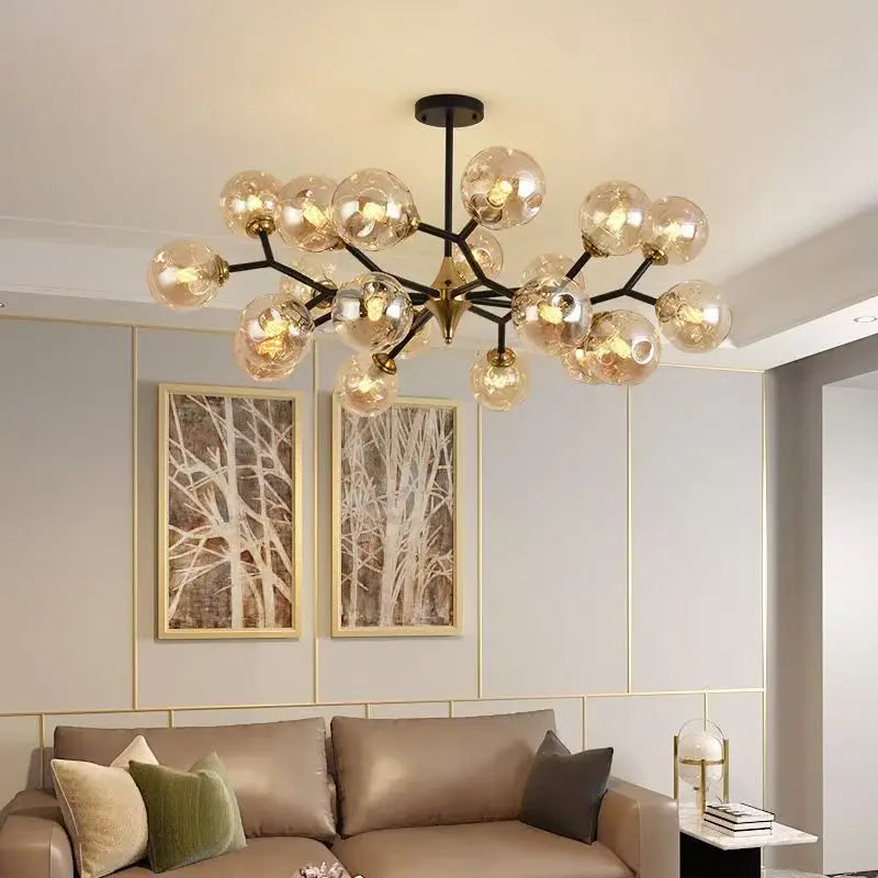 LED Glass Ball Chandelier Pendant Light for Indoor Decorative Lighting - Living Room Bedroom Dining Room