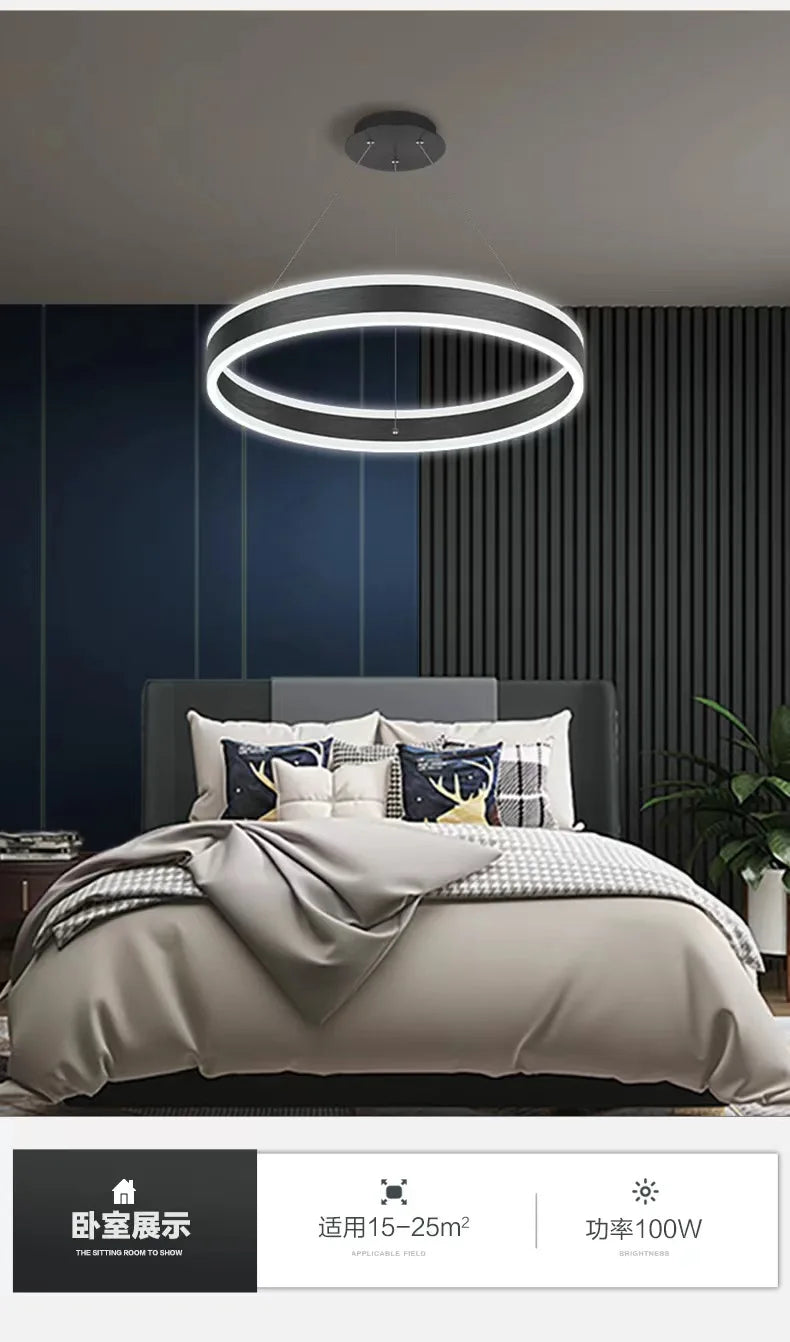 Modern Ring LED Chandelier Dimmable for Tables Dining Living Room Bedroom Kitchen Island Pendant Lamp Home Decor lusters Fixture