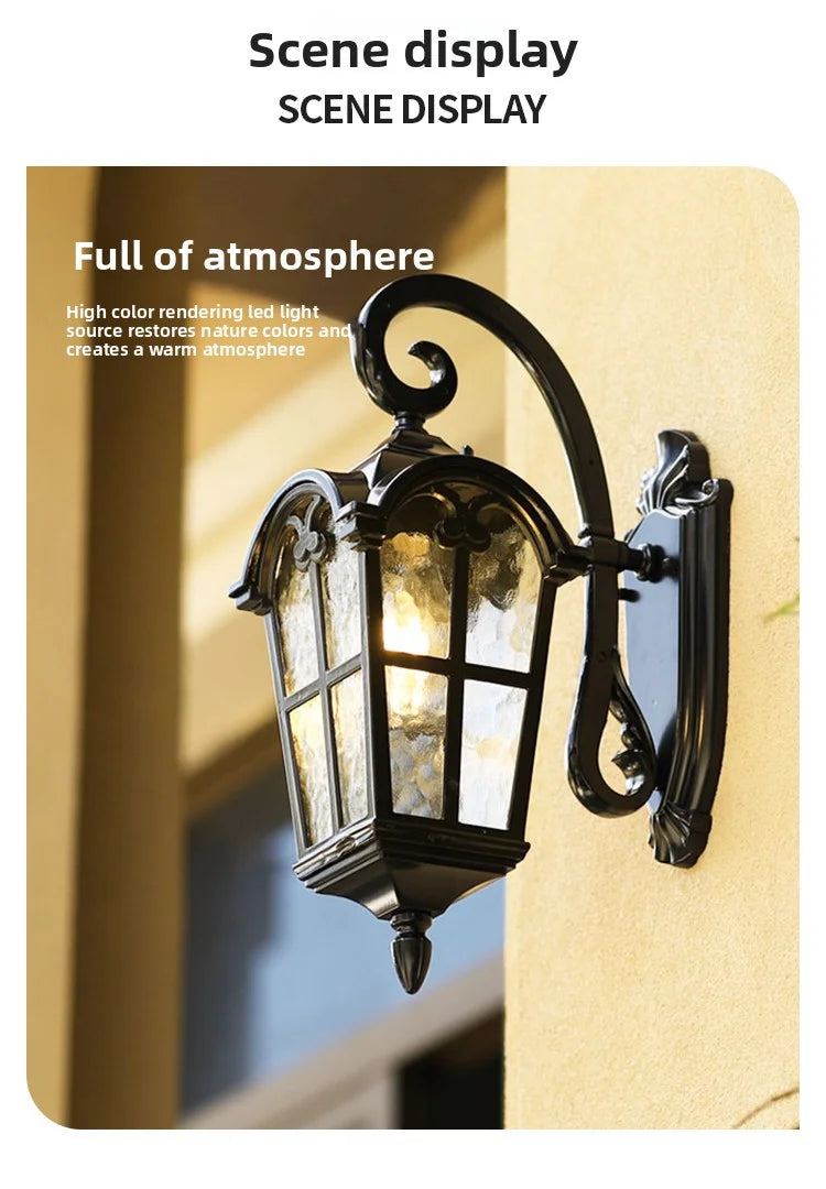 Outdoor Waterproof Wall Lamp For Garden Villa Gate Outdoor European-Style Courtyard Balcony Exterior Wall Lamp Retro Wall Lamp