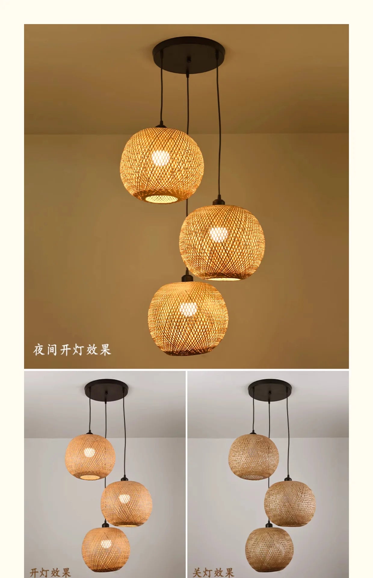 2026 Newest Bamboo Pendant Lamps Ceiling Lights Rattan Wicker Lustre Hand Knit Braiding Suspended Home Dining Braided Decor Hot