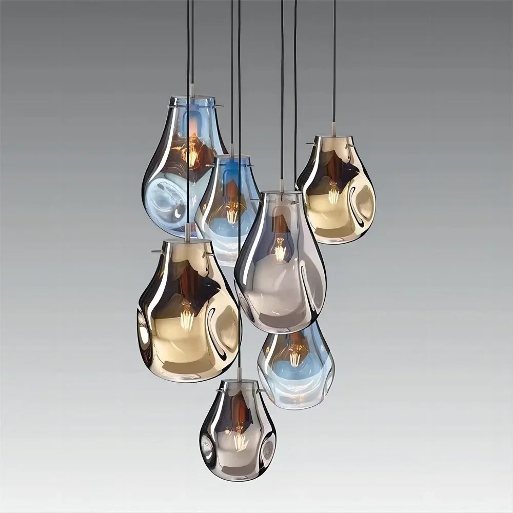 Designer Creative Stained Glass Single Chandeliers, Nordic Simple Bedside Cafe Dining Room Led Small Decorative Lighting