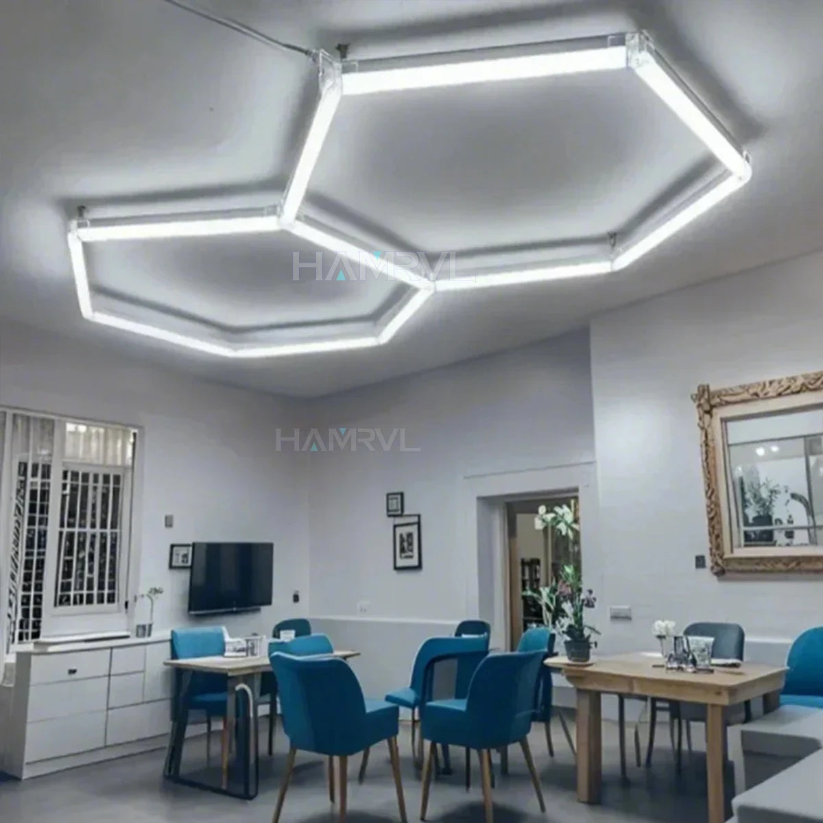 DIY Hair Salon Barbecue Shop Gym Bar Car Showroom 6000-6500k Garage Workshop Ceiling Light Honeycomb Tube Hexagonal LED Lighting