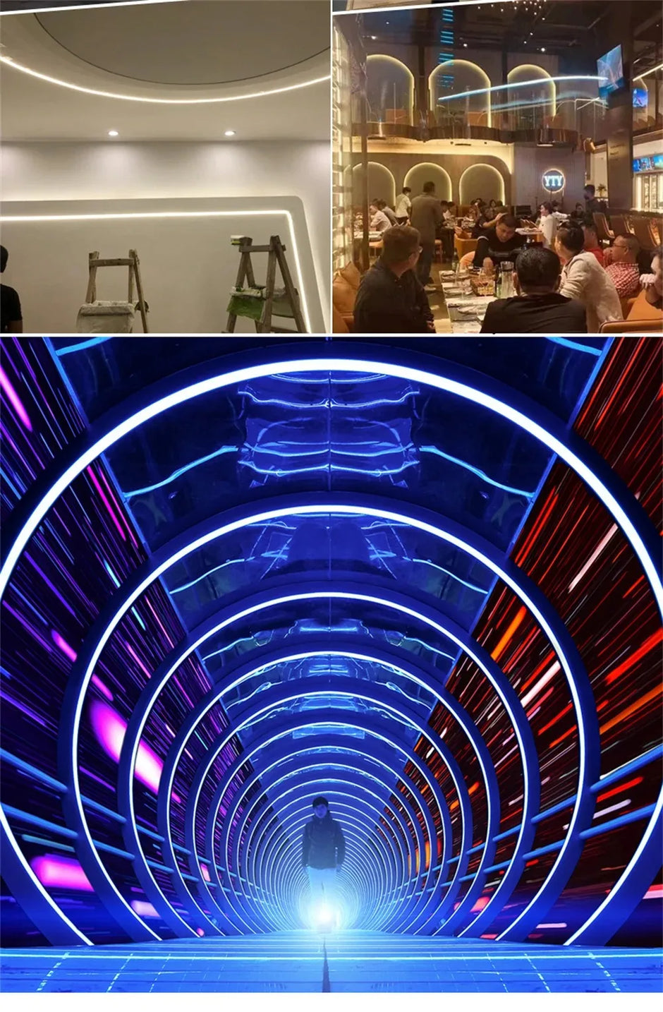 1-10M LED Neon Rope Tube Recessed Silicone Diffuser Channel For WS2811 RGB Indoor Decor Outdoor Waterproof Flexible Strip Light