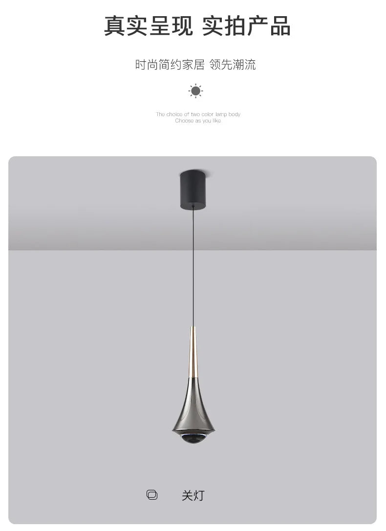 Bedroom Bedside Pendent Lamp Nordic Modern Living Room Study Decoration Simple Creative Light Luxury Bar Glass LED Chandelier