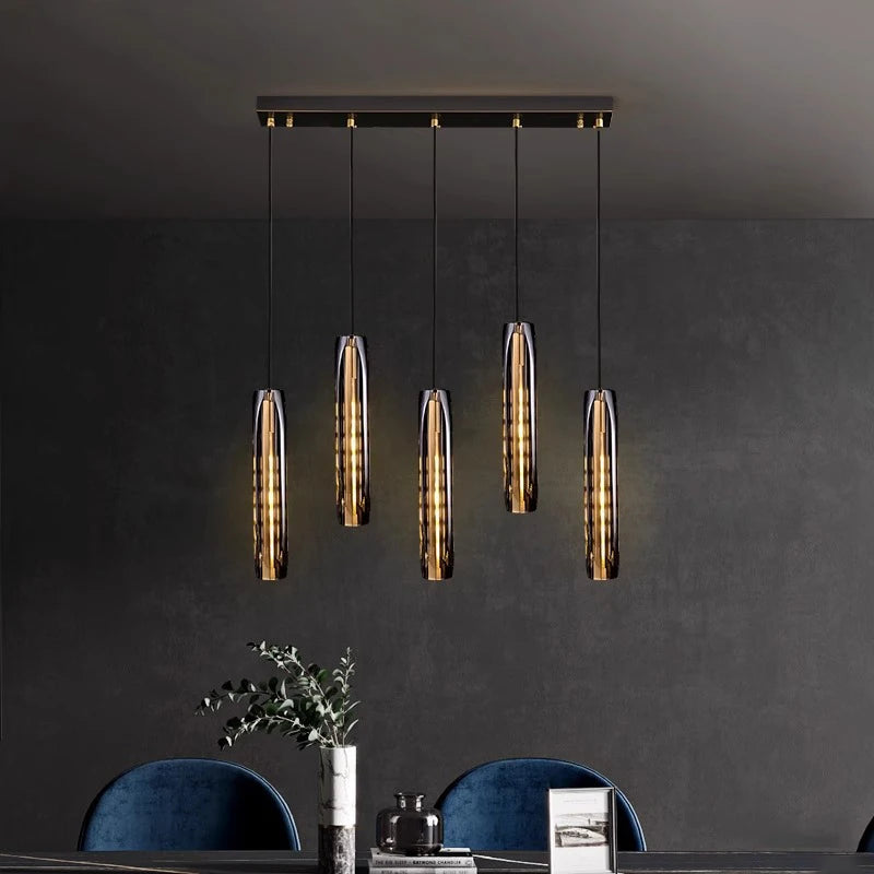 Nordic Minimal LED Pendant Lights Tubes Shaped Chandeliers Home Decor Dinning Living Rooms Villa Island Counter Lighting Fixture