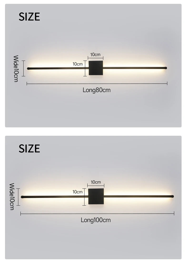 Modern LED Wall Lamp Minimalist Led Light Bedroom Bedside Long Strip Wall Sconces Living Room Sofa Home Indoor Lighting Fixture