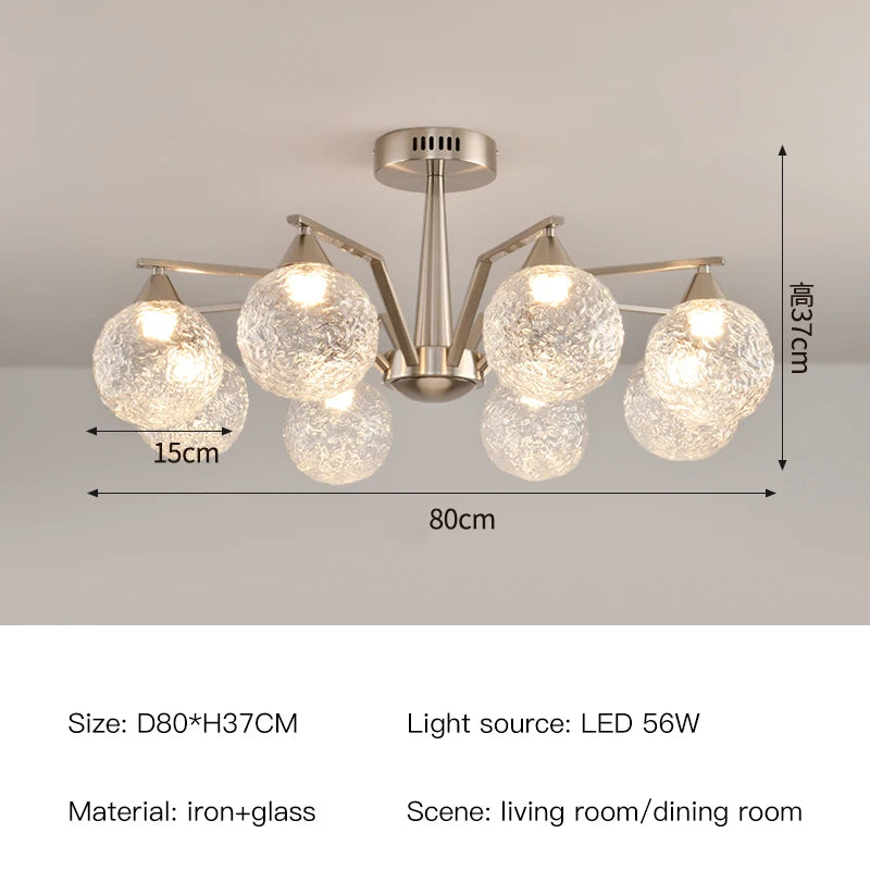 Modern LED Glass Ball Chandeliers Living Room Dining Table Salon Chandelier Bedroom Ceiling Chandelier Home Decoration Lighting