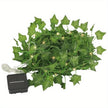 Solar LED Simulated Green Leaf Vine Copper Wire Light Courtyard Balcony Fence Wall Atmosphere Decoration IP44 Outdoor light