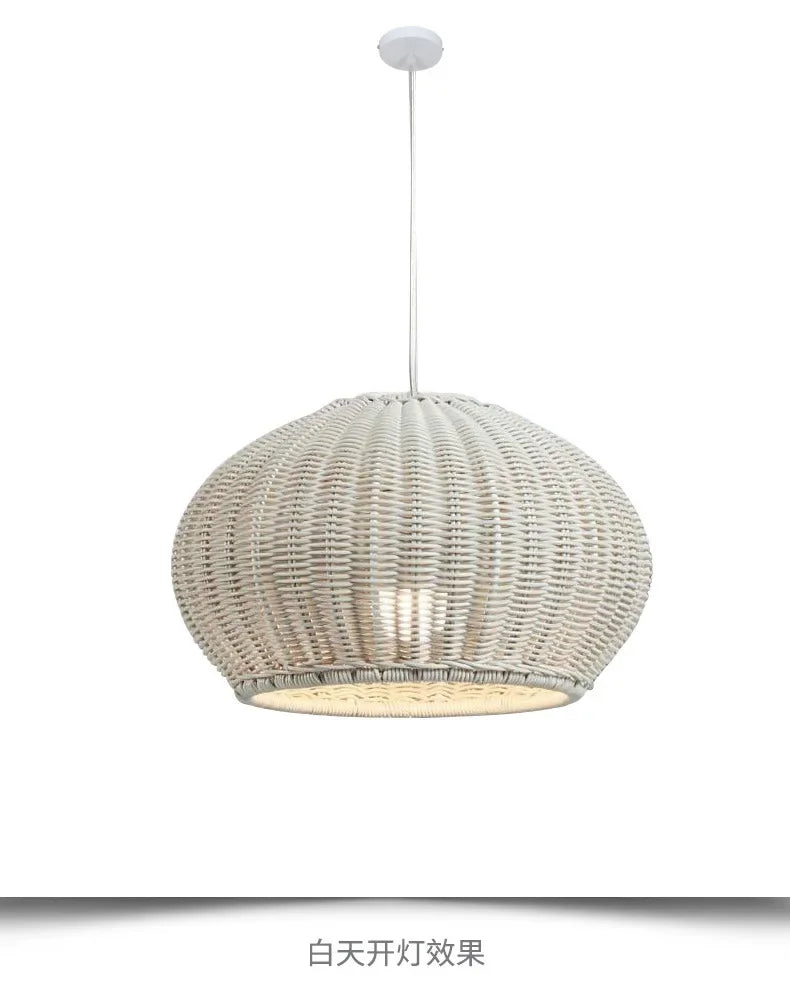 2025 Outdoor Waterproof Lustre Pendant Lights Chinese Style Courtyard Villa Hanging Lamp Garden Restaurant Rattan Weaving Lamp