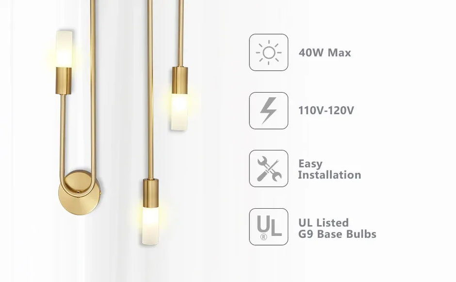Modern Led Wall Light Gold Nordic Long Strip Wall Lamps for Living Room Bedroom Bathroom Hall Corridor Background Indoor Decor