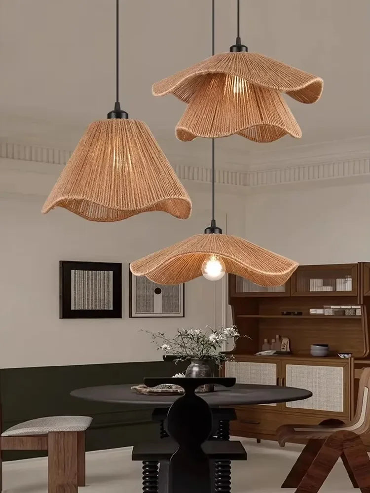 Handmade Woven Restaurant Pendant Light Hemp Rope Lights Bedroom Lamp Restaurant Japanese Style Room Decoration Pendant Lighting