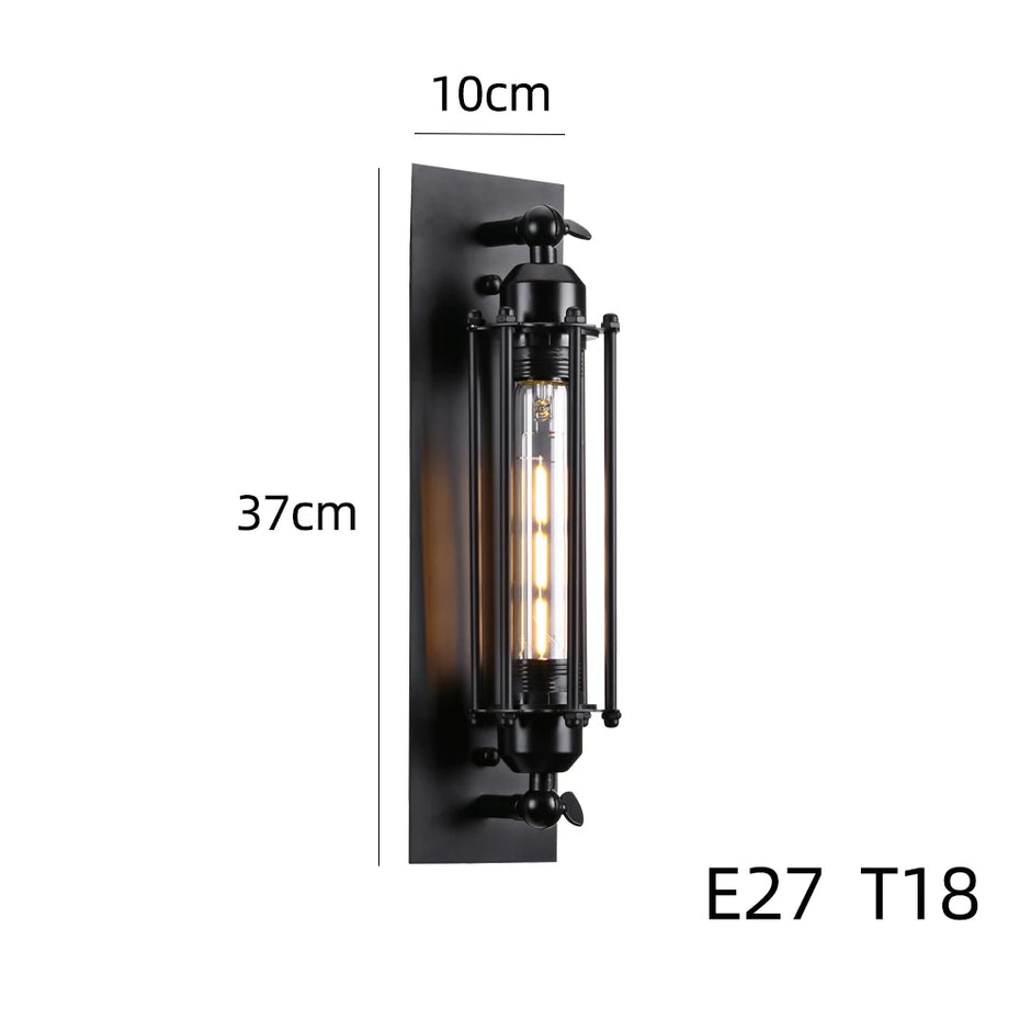 Retro Industrial Iron Wall Light Corridor Staircase Restaurant Loft Wall Sconce Bedroom Bedside Lamp Home Decor Indoor Lighting