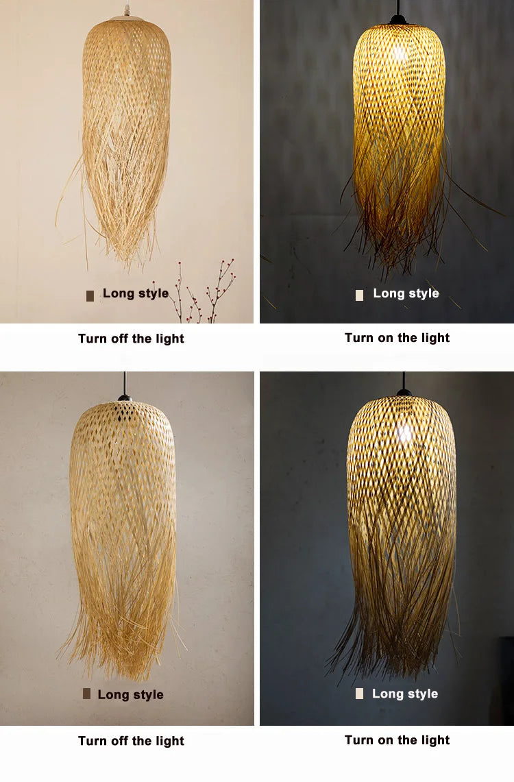 Southeast Asian Individuality Hand Woven Bamboo Chandelier Chinese Lamps Tea Room Restaurant Hotel Artistic Modeling Lampshade