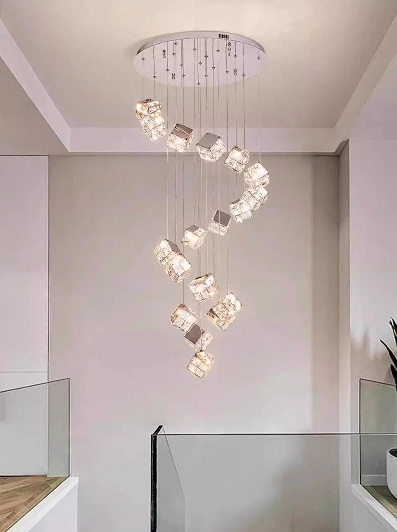Modern home decoration crystal chandelier, stair Pendant lamp, living room Pendant lights, interior lighting