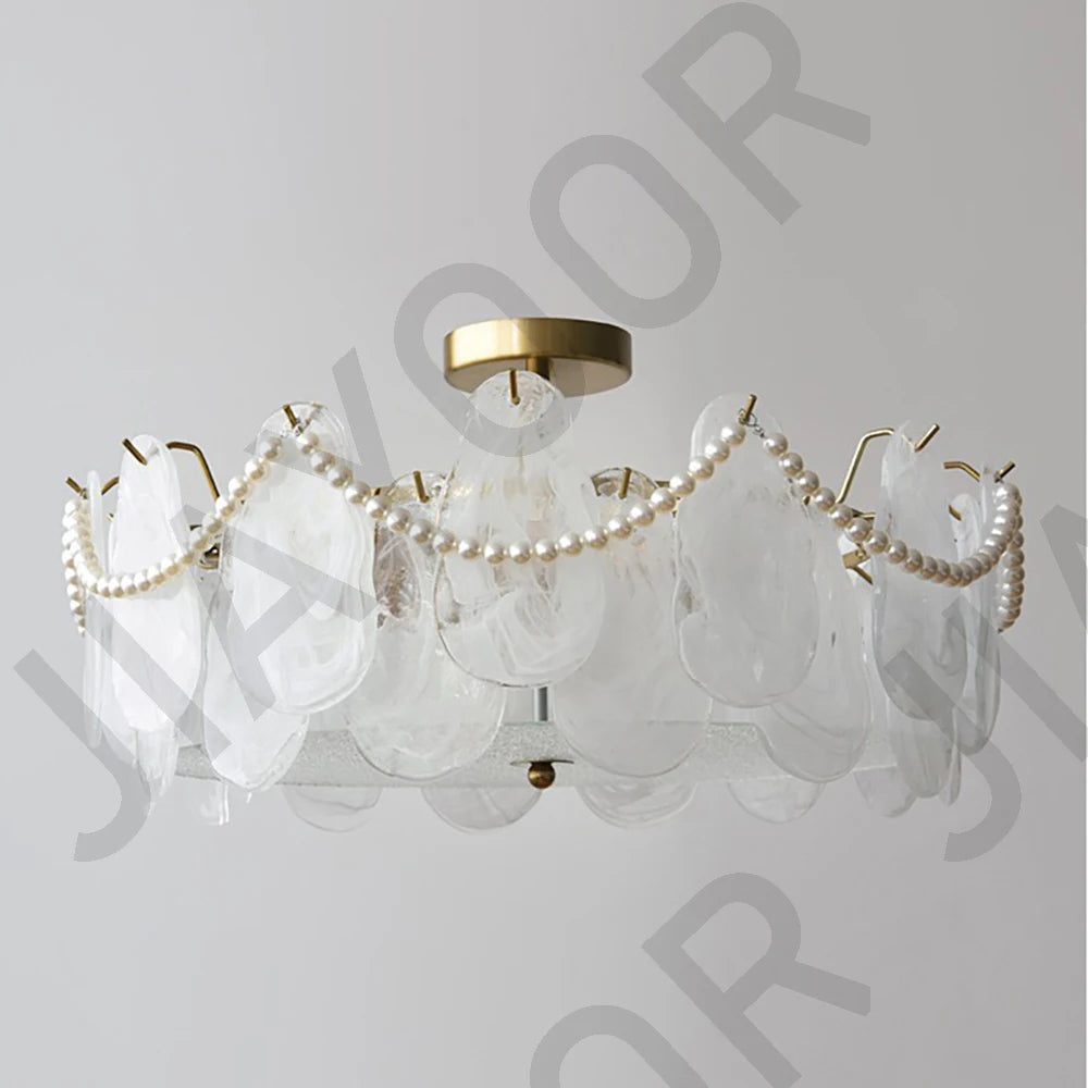Cream Style Chandelier Lighting Fixtures Furniture Luxurious Living Room Decoration Glass Cloud Chandelier Simple And Modern