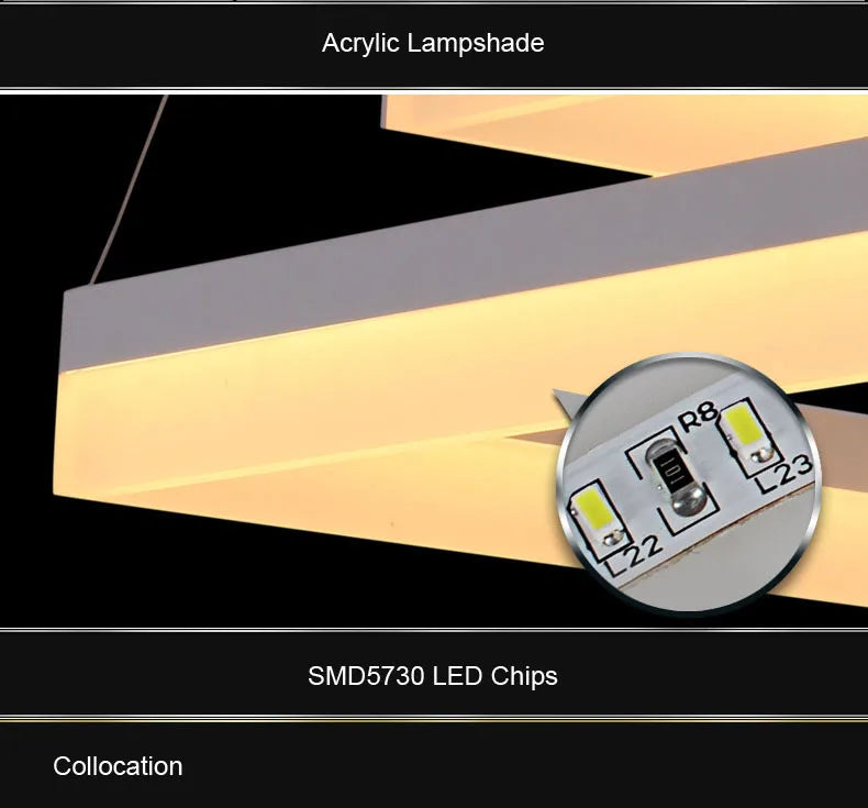 Free Shipping Modern Led Pendant Lights for Dining Room Living Room Rectangle Acrylic Led Pendant Lamp Fixture Lamparas Modernas
