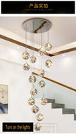 Starry Sky Staircase Chandelier Nordic Design Duplex Corridor Light Pendant Lights Apartment Hall