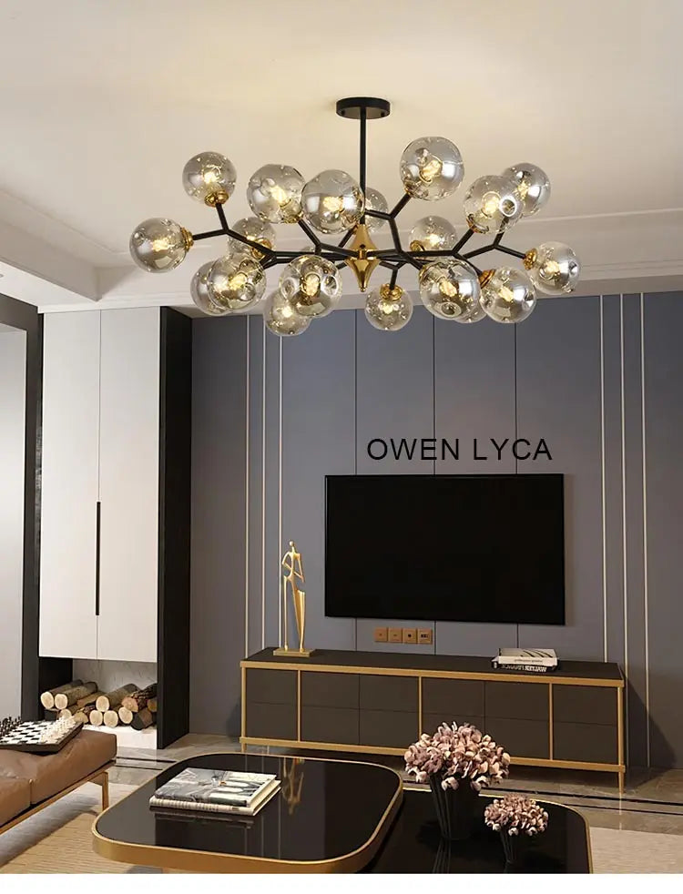 Nordic Glass Ball Lamp Modern Led Ceiling Chandelier Living Room Bedroom Kitchen Dining Room Home Decor Pendant Light Fixture