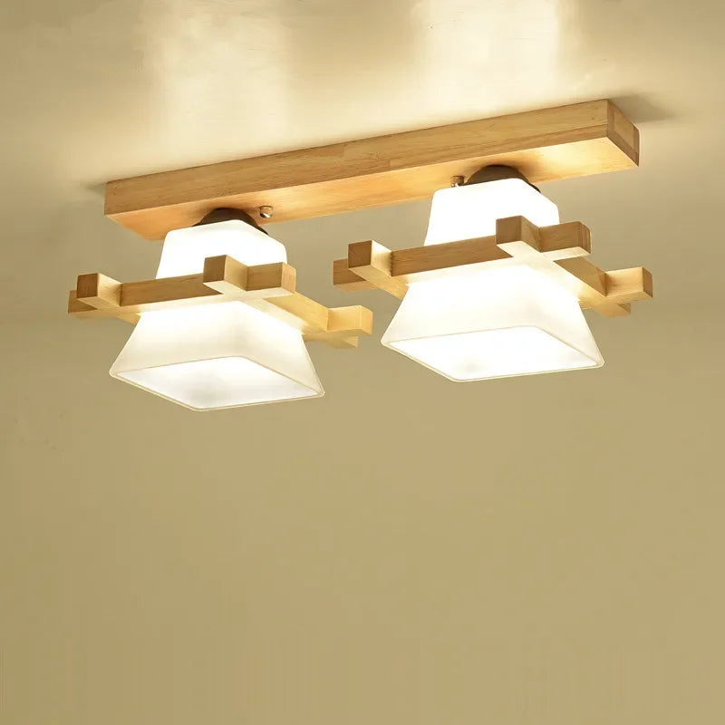 Solid wood ceiling lamp balcony American Scandinavian new chinese aisle corridor light LED Ceiling Lights