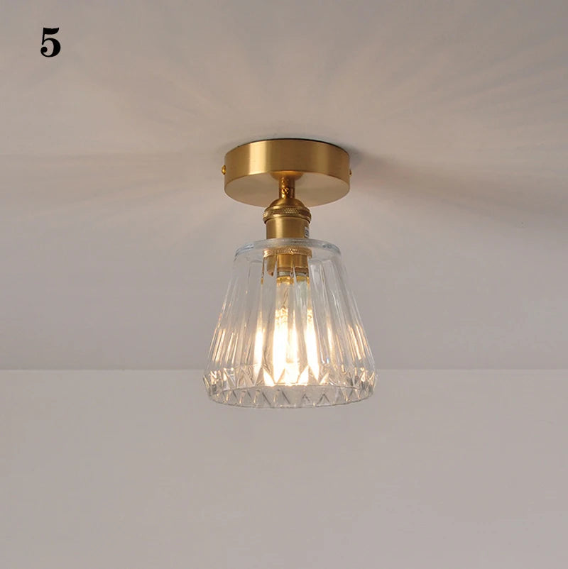 Modern Pendant Ceiling Lamp with Glass Shade for Kitchen Aisle Balcony Bedroom Home Art Deco Led Ceiling Lights Fixtures E27