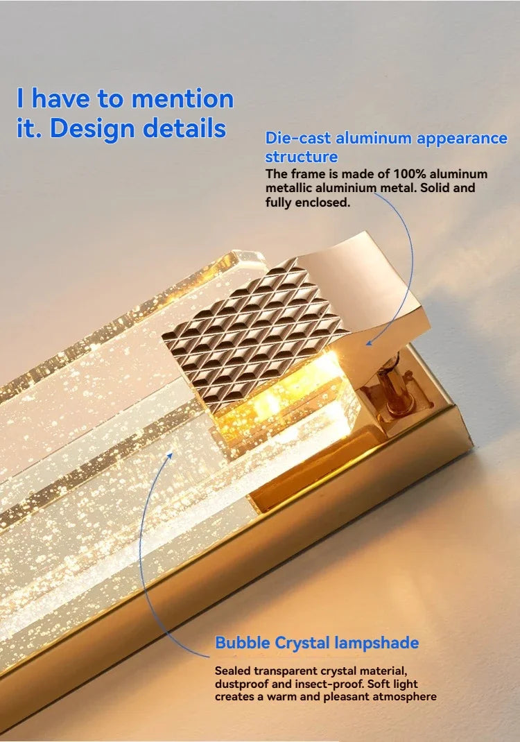 Modern Light Outdoor LED Wall Light Transparent Crystal with Bubble Style for Villa Porch Patio and Garden Lighting Lamps