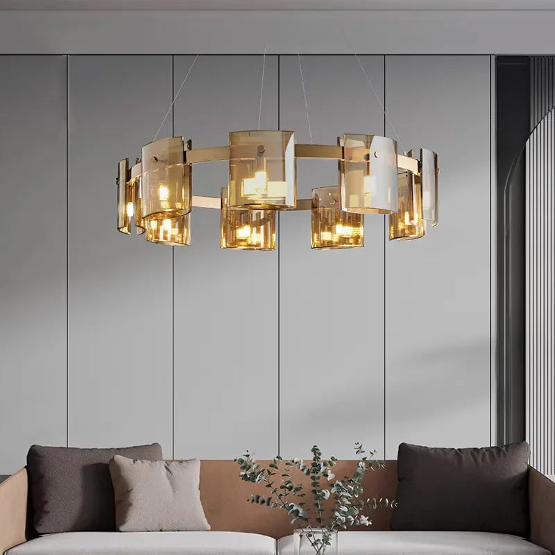 2026 Pendant Light For Bedroom Living Room Kitchen Dining Table Bar Home Decor Modern LED Glass Tile Suspension Lamp Smoke Gray