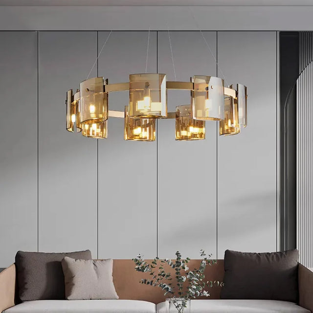 2026 Pendant Light For Bedroom Living Room Kitchen Dining Table Bar Home Decor Modern LED Glass Tile Suspension Lamp Smoke Gray