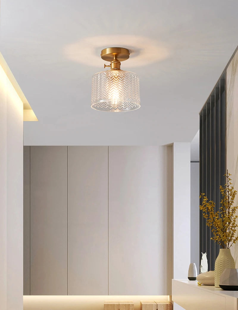 Modern Pendant Ceiling Lamp with Glass Shade for Kitchen Aisle Balcony Bedroom Home Art Deco Led Ceiling Lights Fixtures E27