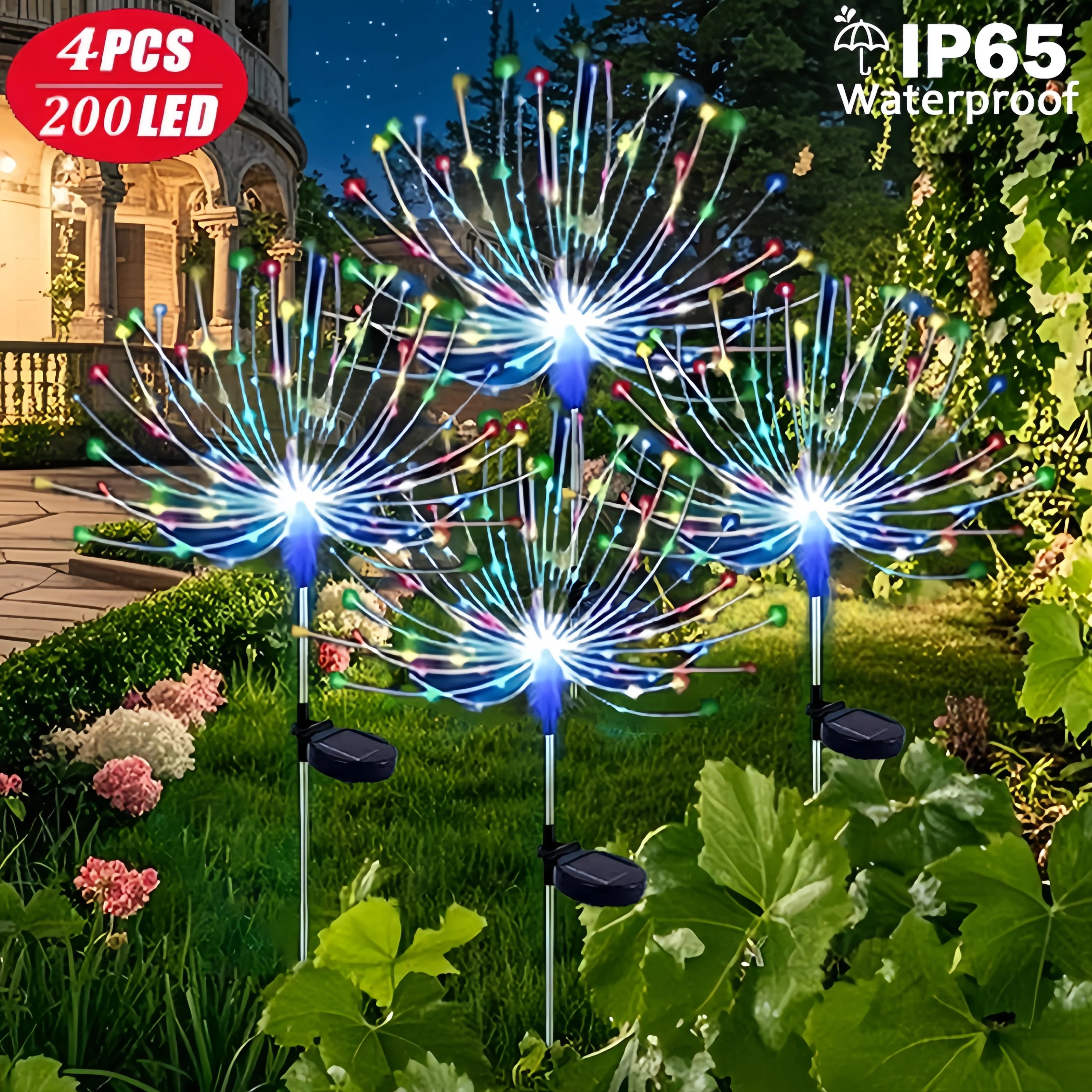 200LED Solar Garden Lights Waterproof Outdoor Lighting Solar Firework Light Lawn Pathway Garden Decoration