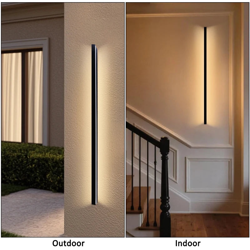 LED Lighting Wall Lamp IP65 Garden AC Long Wall Light Outdoor Waterproof Modern Long Strip 85-256v OutdoorDecoration