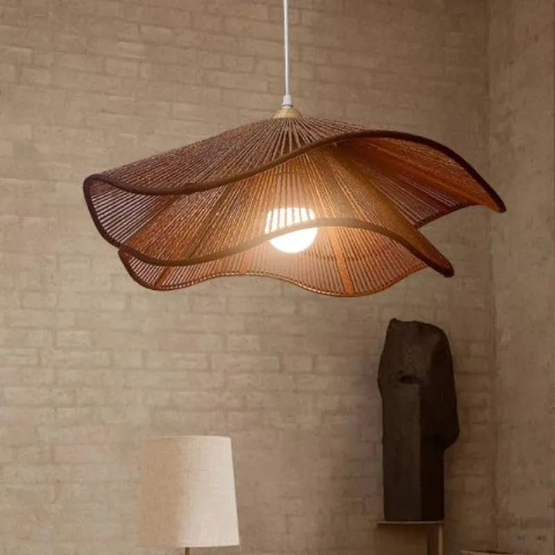 2024 new Chinese style hand-woven chandeliers tea room celebrity log hanging lamp for home decor living dining room furniture