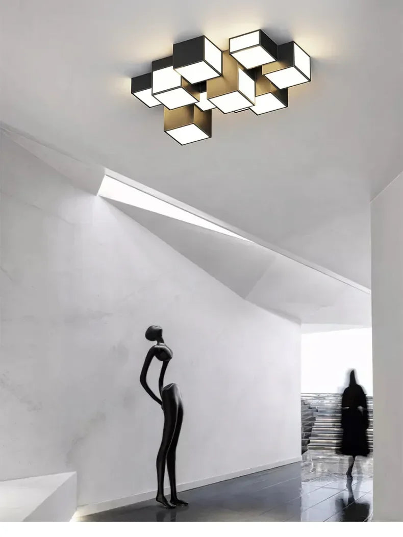 Nordic Designer Combination Honeycomb LED Indoor Ceiling Lamp,Remote Dimming Lustres Living Room Pendant Light Bedroom Decor