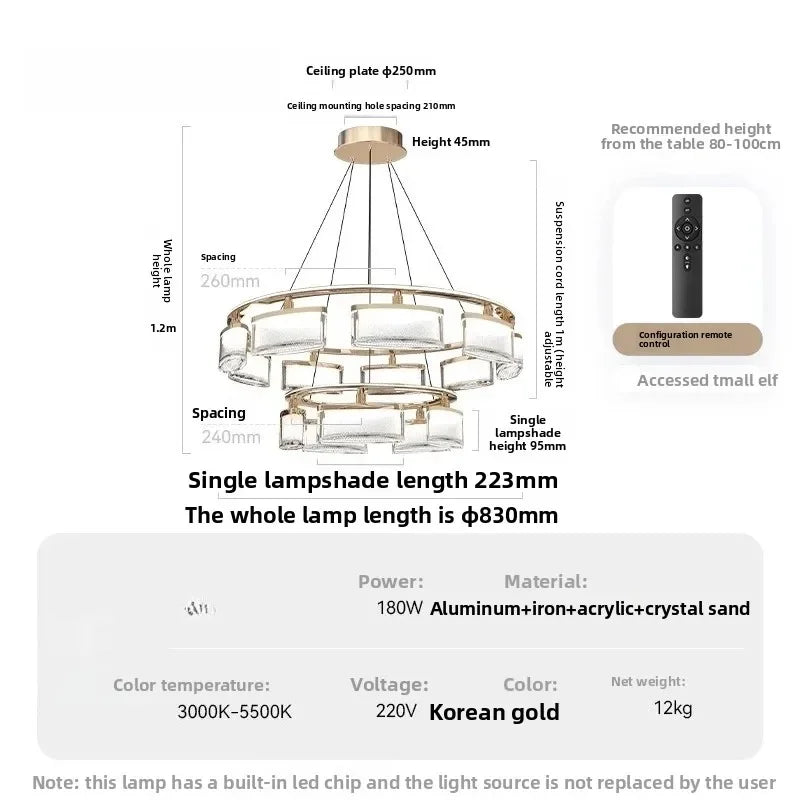 Living room chandelier, French chandelier, premium light luxury