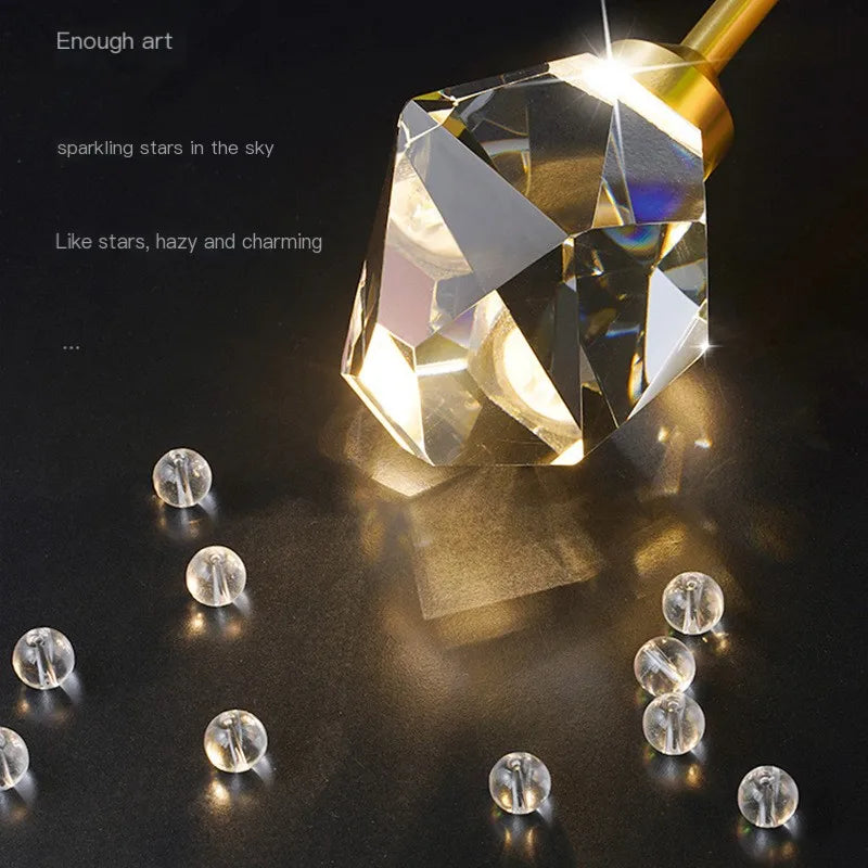 All-copper Molecular Long Crystal Chandelier Light Luxury Creative Post-modern Atmosphere Living Room LED Pendant Lights